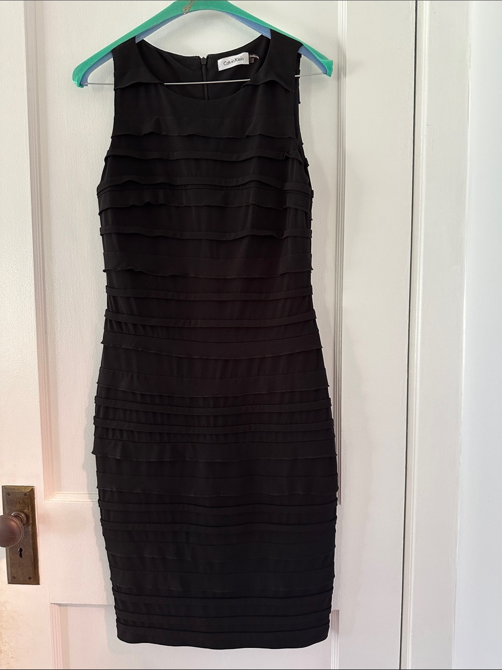 Calvin Klein Black Sleeveless Layered Midi Dress